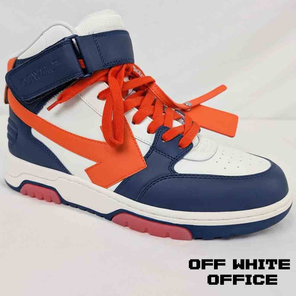 کتونی آف وایت ساقدار مدل اوت آف آفیس سفید آبی نارنجی OFF-WHITE Out Of Office Sneaker Mid Top Blue Orange — تصویر ۲