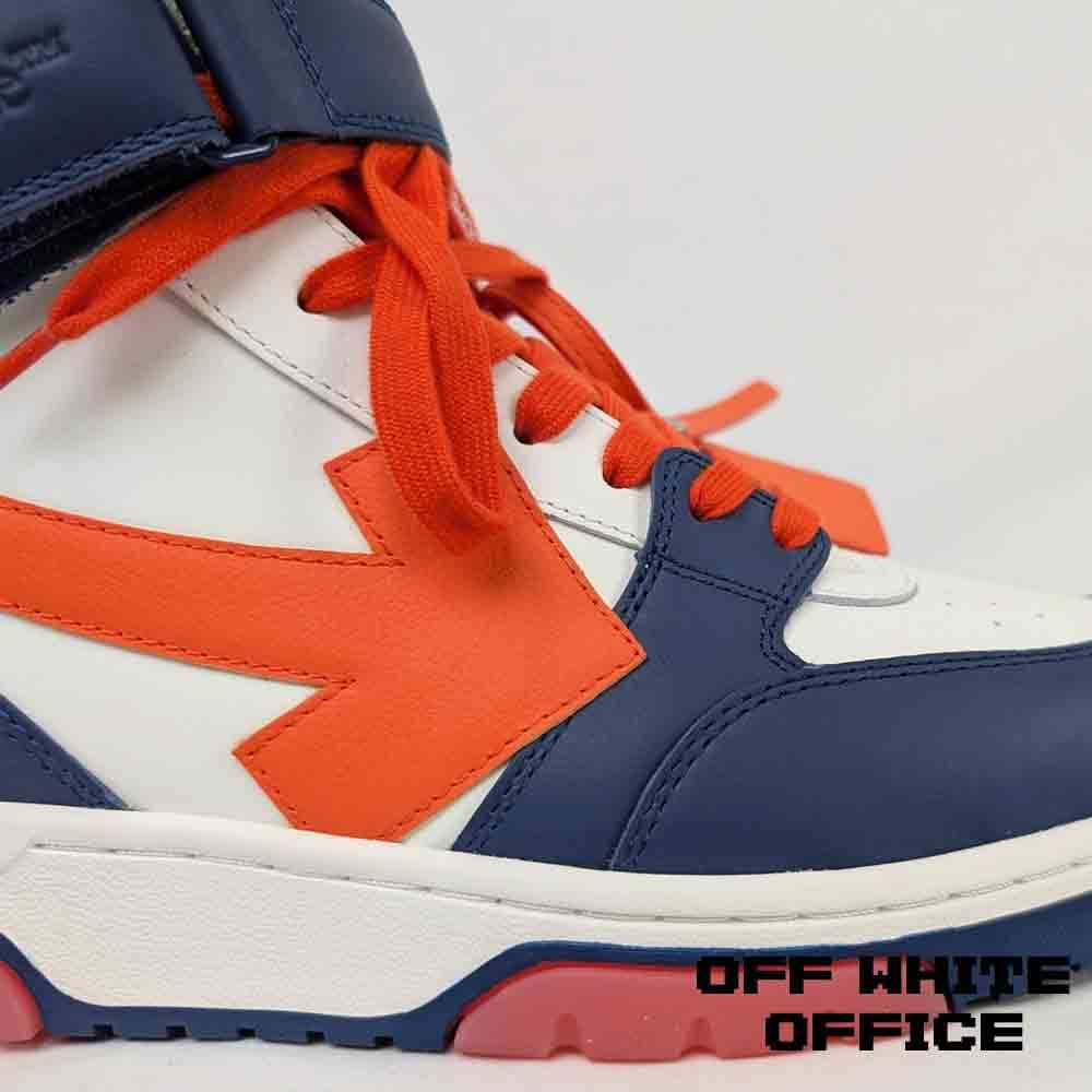 کتونی آف وایت ساقدار مدل اوت آف آفیس سفید آبی نارنجی OFF-WHITE Out Of Office Sneaker Mid Top Blue Orange — تصویر ۳