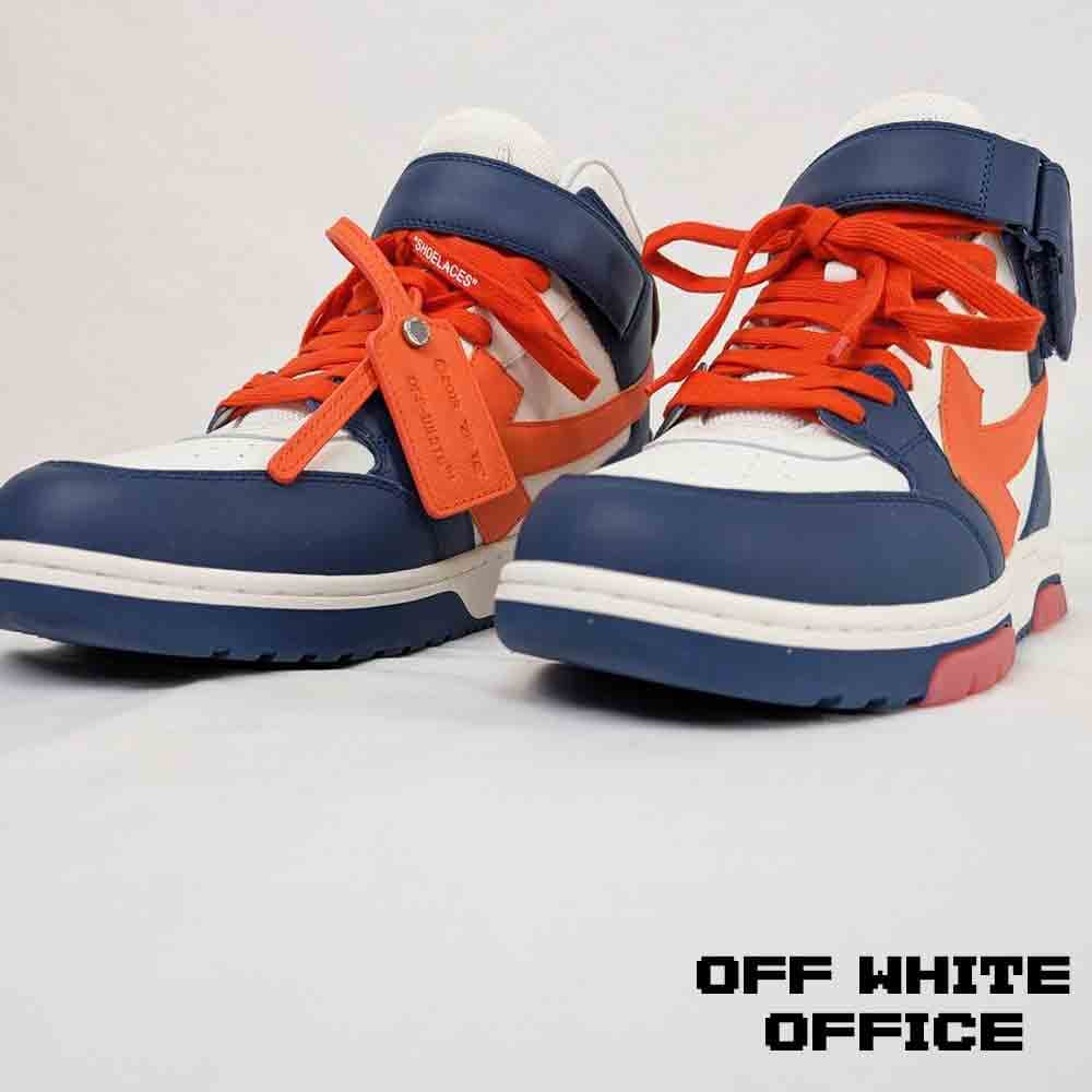کتونی آف وایت ساقدار مدل اوت آف آفیس سفید آبی نارنجی OFF-WHITE Out Of Office Sneaker Mid Top Blue Orange — تصویر ۶