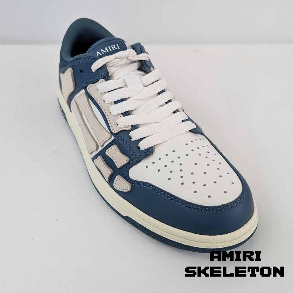 کتونی امیری بدون ساق اسکلت آبی سفید کرم Amiri Debossed Skeleton Low Top Blue White — تصویر ۴