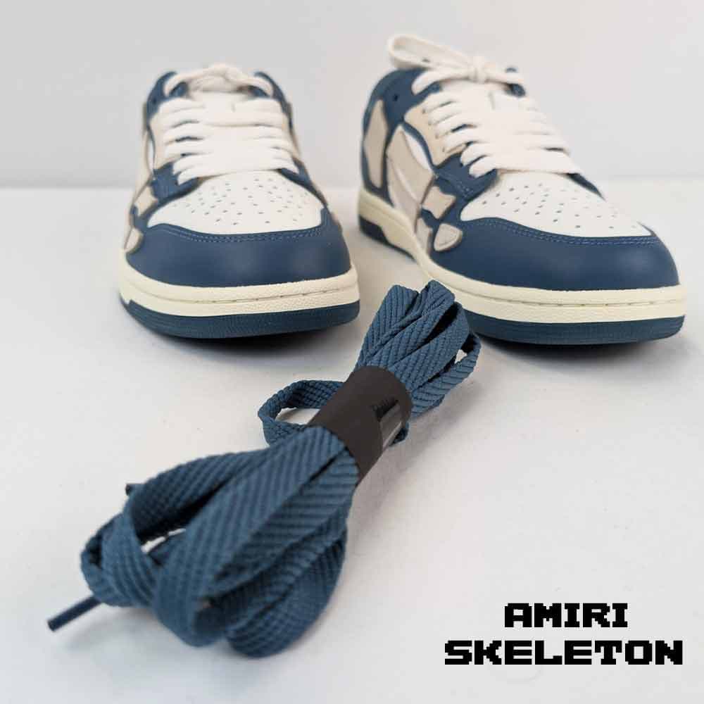 کتونی امیری بدون ساق اسکلت آبی سفید کرم Amiri Debossed Skeleton Low Top Blue White — تصویر ۳