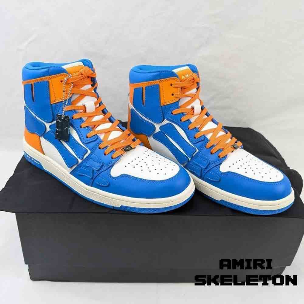 کتونی امیری اسکلت ساقدار آبی سفید نارنجی Amiri Skel Hi Top White Blue Orange — تصویر ۲