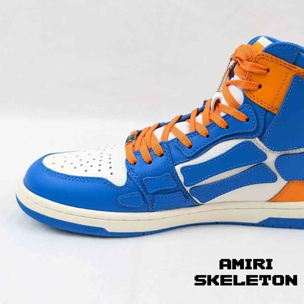 کتونی امیری اسکلت ساقدار آبی سفید نارنجی Amiri Skel Hi Top White Blue Orange — تصویر ۵