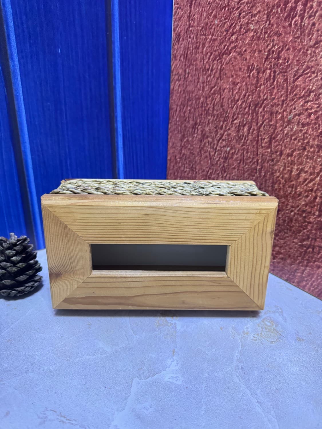 جا دستمال کاغذی چوبی حصیری — تصویر ۵