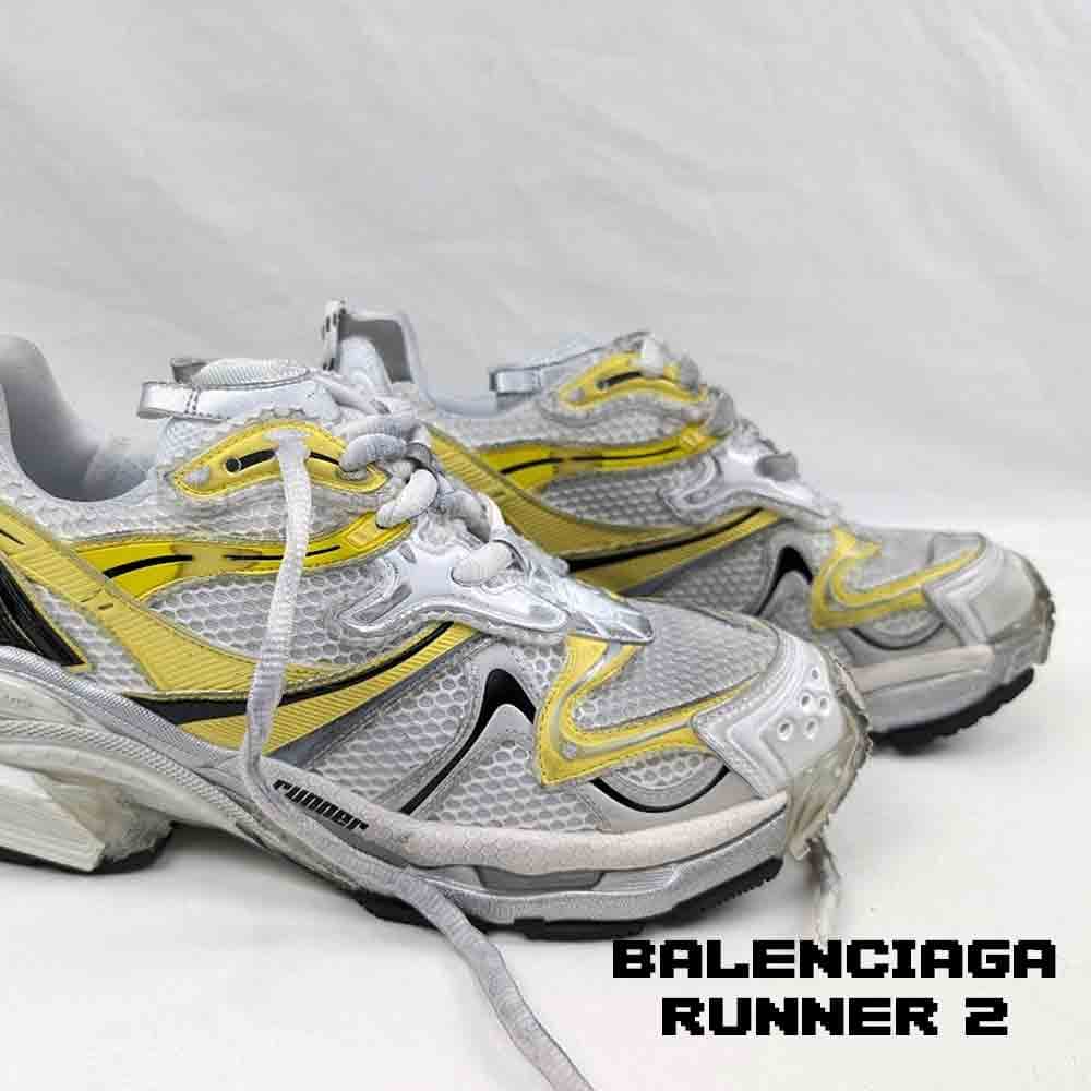 کفش کتونی بالنسیاگا رانر 2 سفید زرد خاکستری Balenciaga Runner 2 White Yellow Grey — تصویر ۶