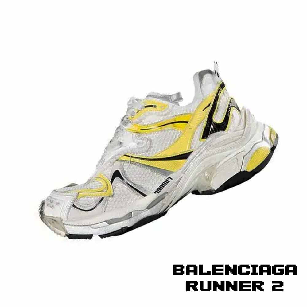 کفش کتونی بالنسیاگا رانر 2 سفید زرد خاکستری Balenciaga Runner 2 White Yellow Grey