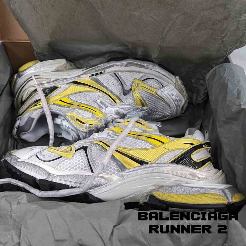 کفش کتونی بالنسیاگا رانر 2 سفید زرد خاکستری Balenciaga Runner 2 White Yellow Grey — تصویر ۷
