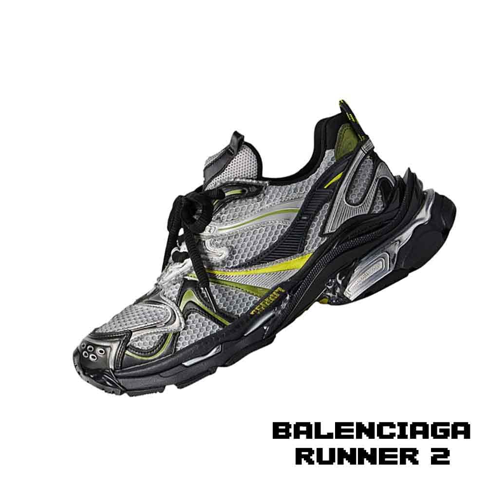کفش کتونی بالنسیاگا رانر 2 خاکستری طوسی زرد Balenciaga Runner 2 Silver Neon Yellow