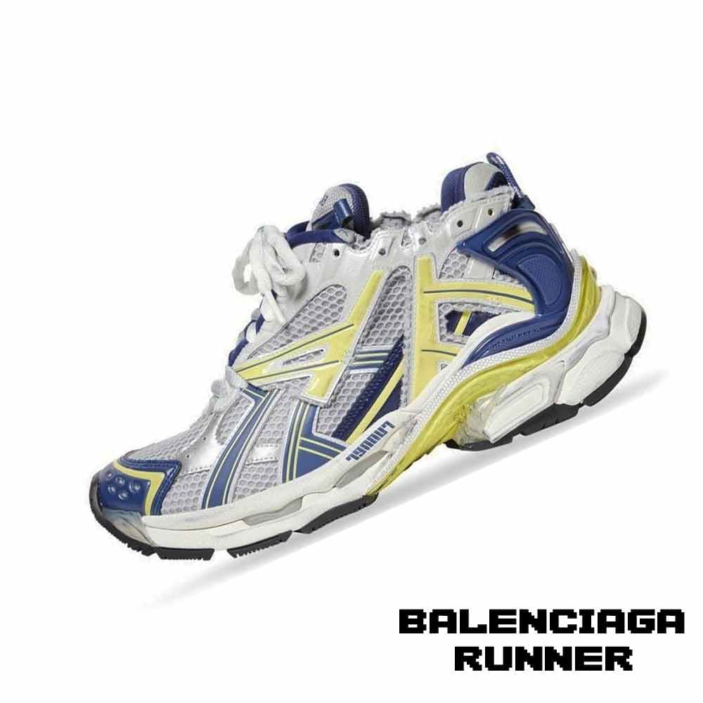 کفش کتونی بالنسیاگا رانر آبی زرد سفید Balenciaga Runner Blue Yellow White