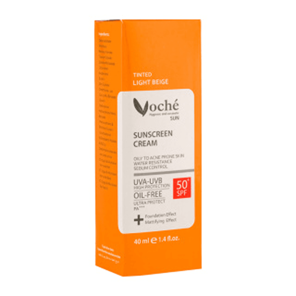 کرم ضدآفتاب رنگی پوست چرب وچه – بژ طبیعی SPF50 — تصویر ۵