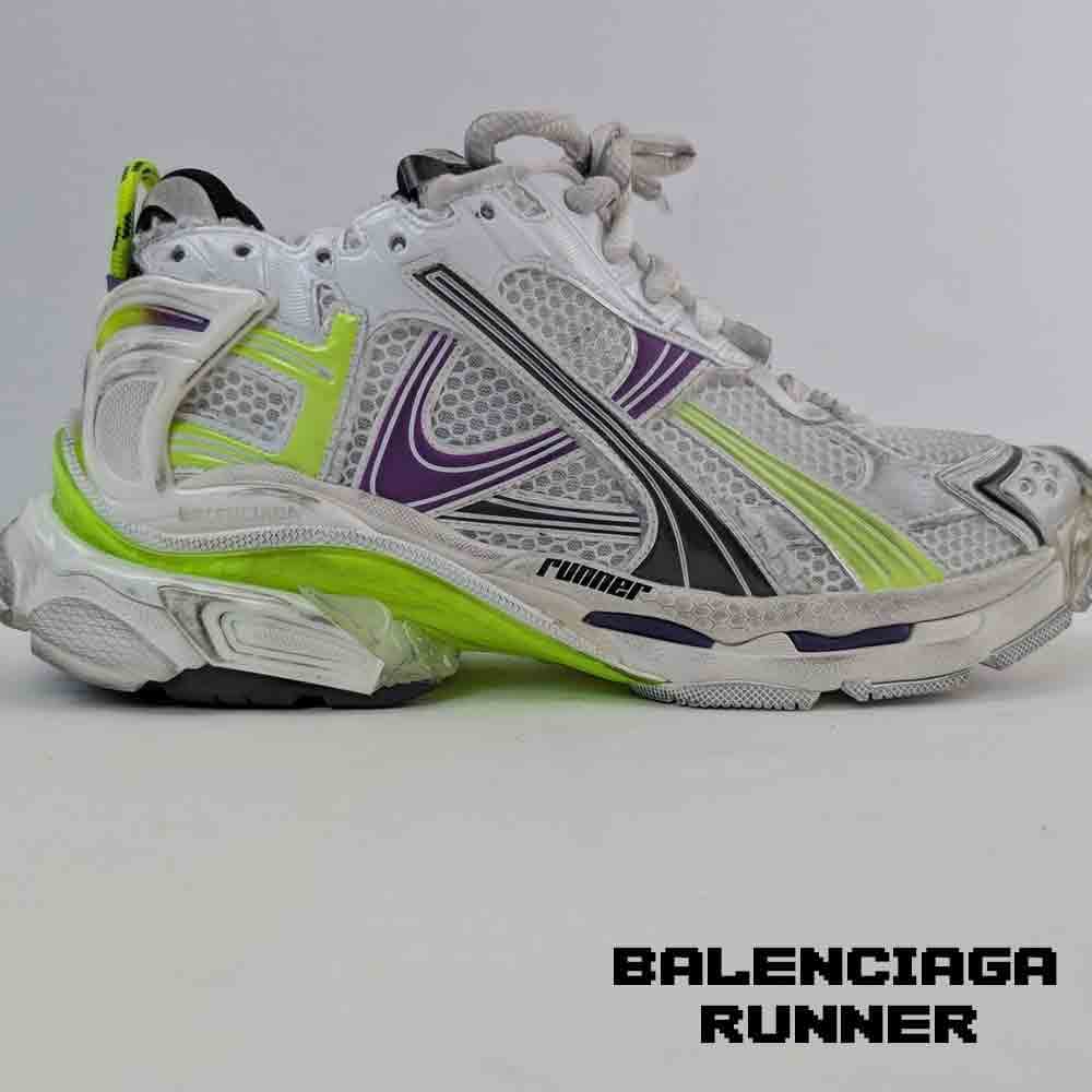 کفش کتونی بالنسیاگا رانر سفید سبز خاکستری بنفش Balenciaga Runner White Green Grey Purple — تصویر ۸