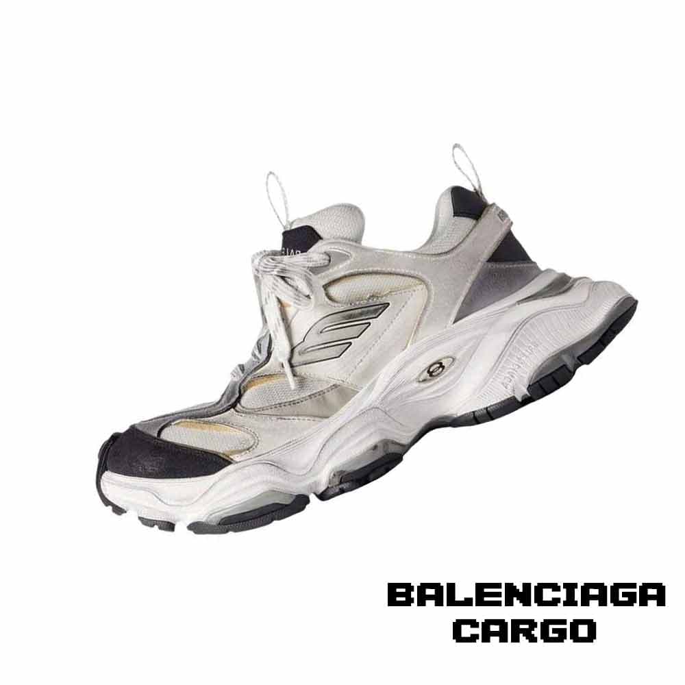 کفش کتونی بالنسیگا کارگو سفید خاکستری مشکی Balenciaga Cargo White/Grey