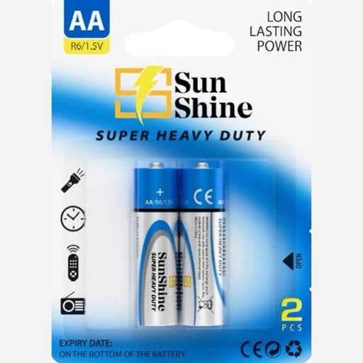 باتری قلمی سان شاین بسته 2 عددی | Sunshine AA Battery 1.5V