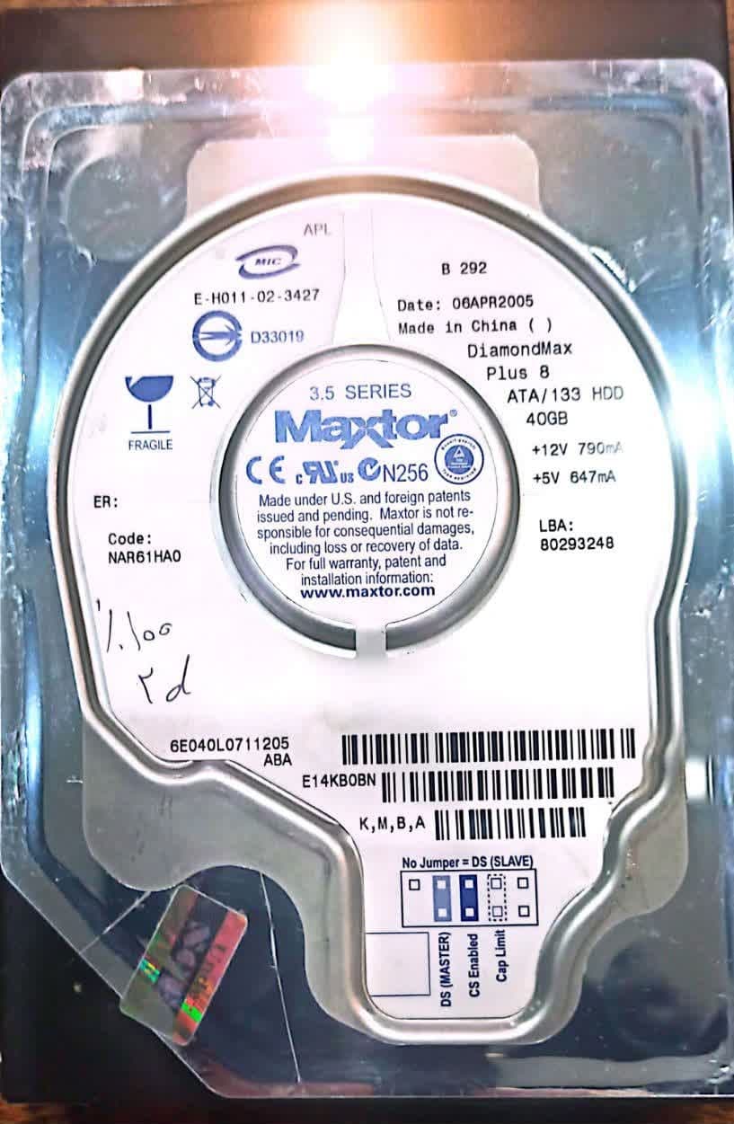 هارد استوک مکستور 40 گیگ IDE | Hard Disk Maxtor 40GB IDE (کارکرد پایین)