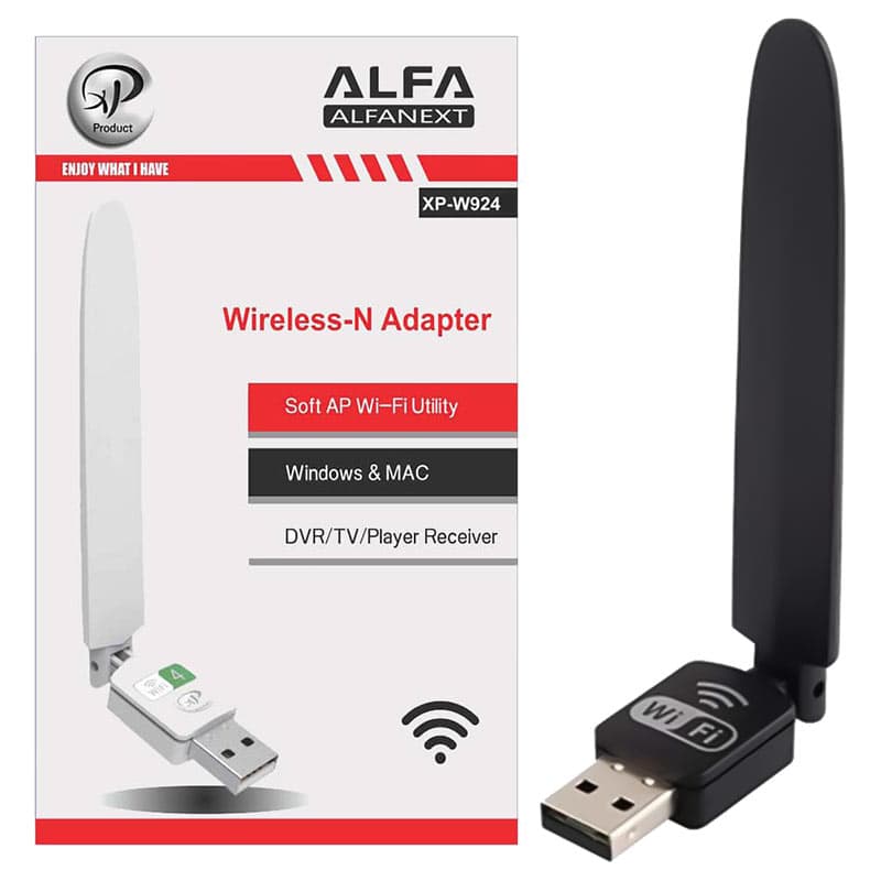 کارت شبکه ایکس پی مدل W924S | کارت شبکه بی‌سیم USB آنتن کوتاه XP