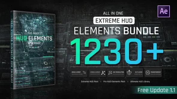 دانلود باندل المان های افترافکت Extreme HUD Elements Bundle 1200+