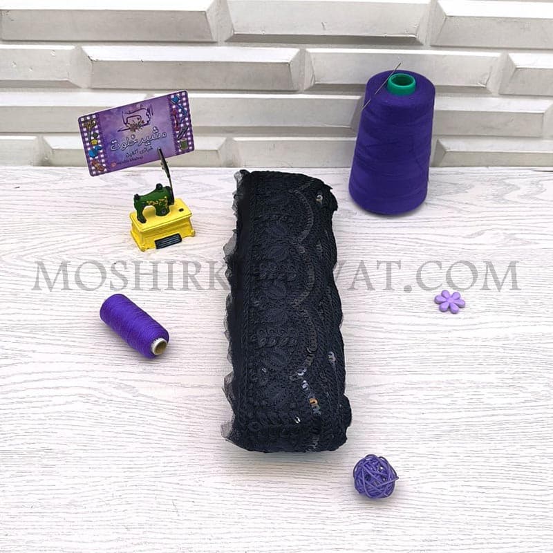 نوار یراق گلدوزی پولکی مشکی 1 — تصویر ۳