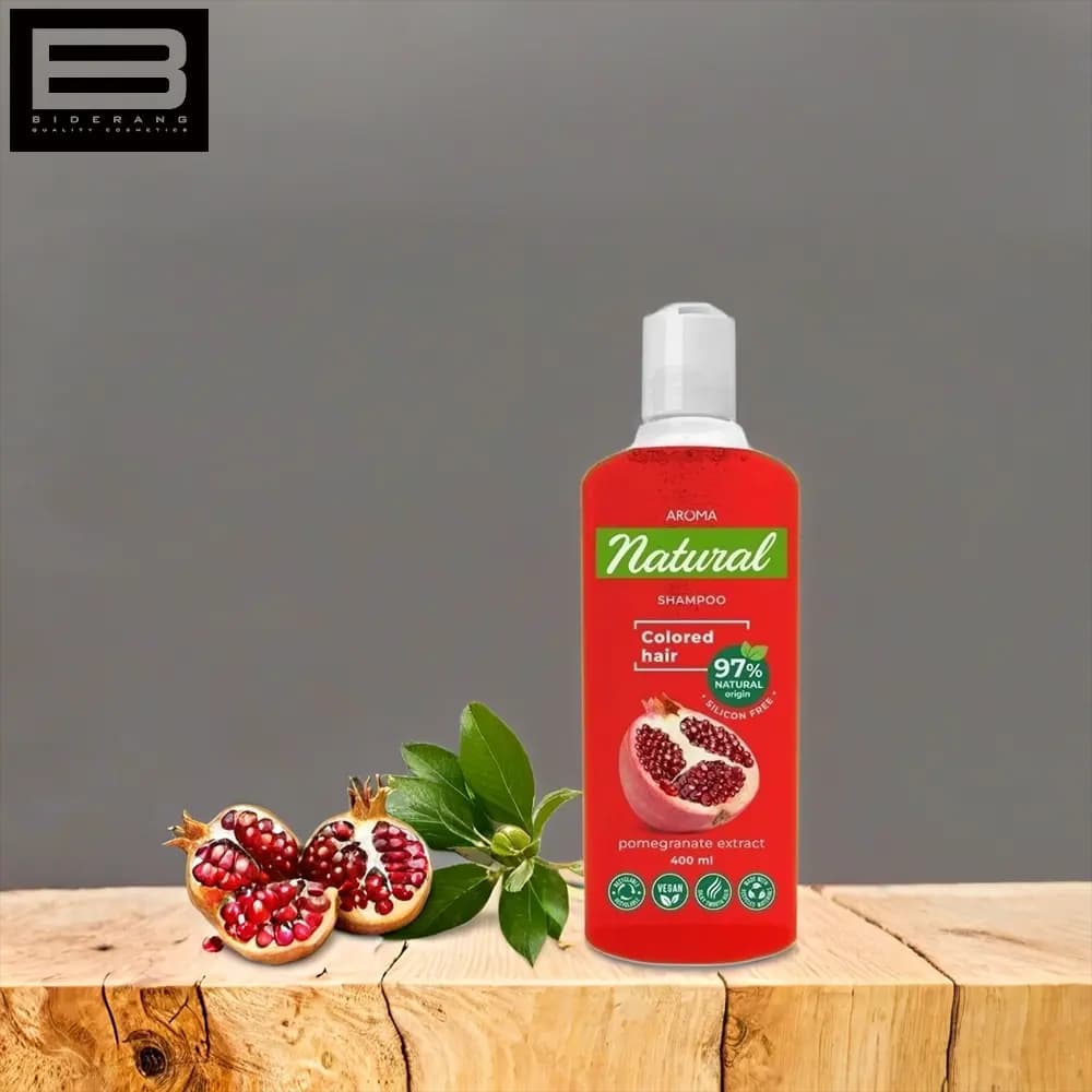 شامپو موی رنگ شده آروما حاوی عصاره انار حجم 400ml — تصویر ۲