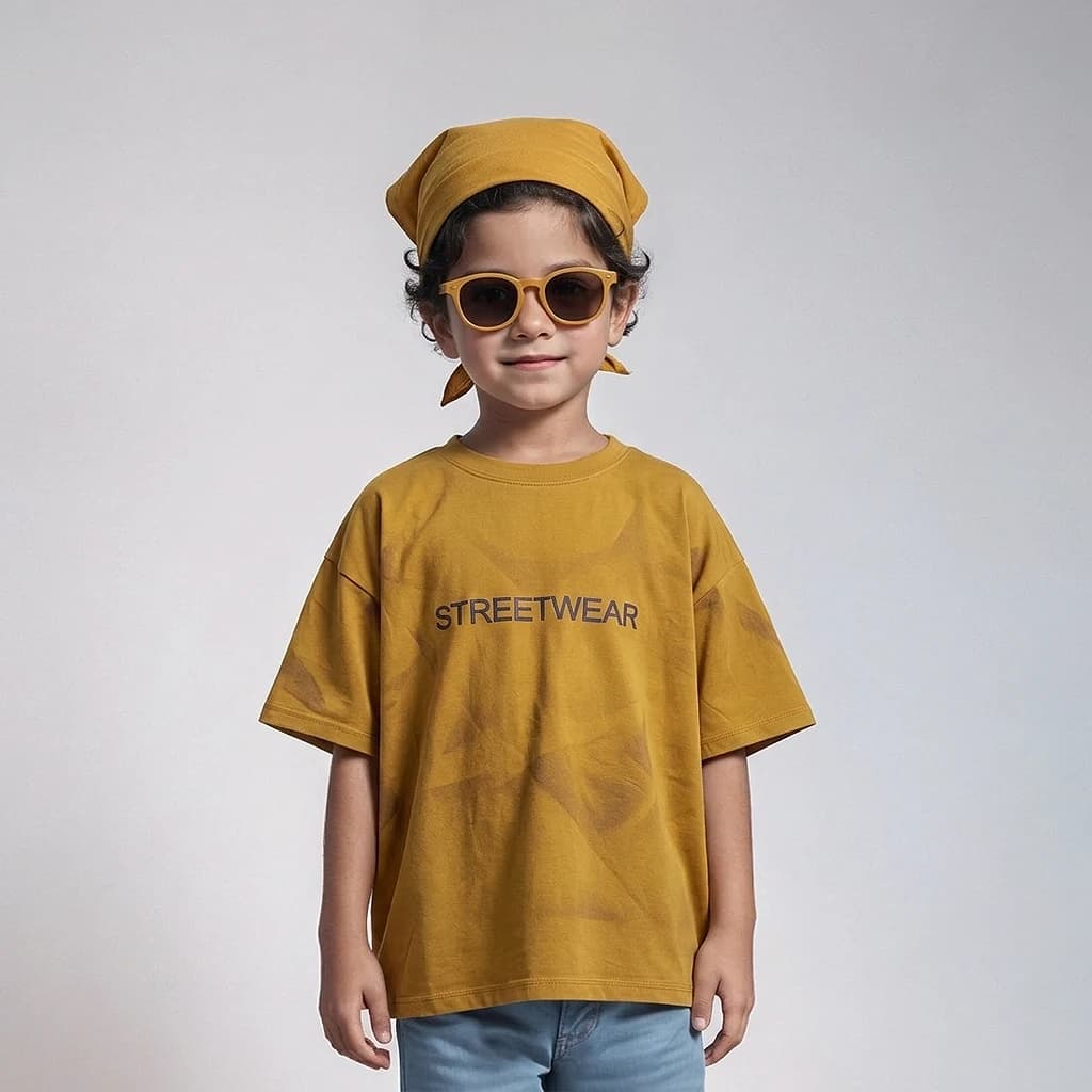 تیشرت بچگانه طرح STREET WEAR کاراملی سایز 50,55,60