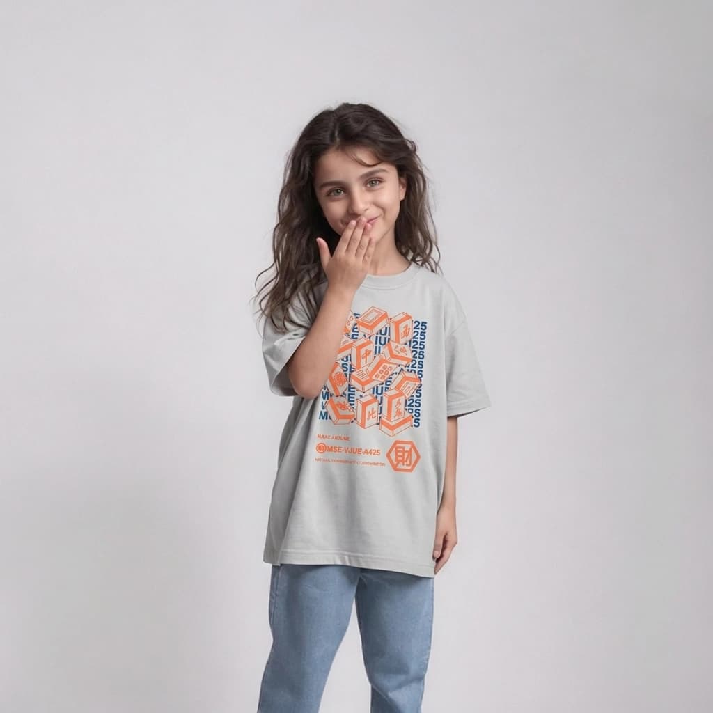 تیشرت بچگانه طرح مکعب رنگ سفید سایز 50,55,60,65
