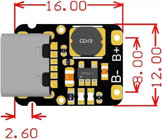 ماژول شارژر باتری لیتیوم یون تک سل با ورودی USB Type-C مدل LX-LBC3 — تصویر ۴