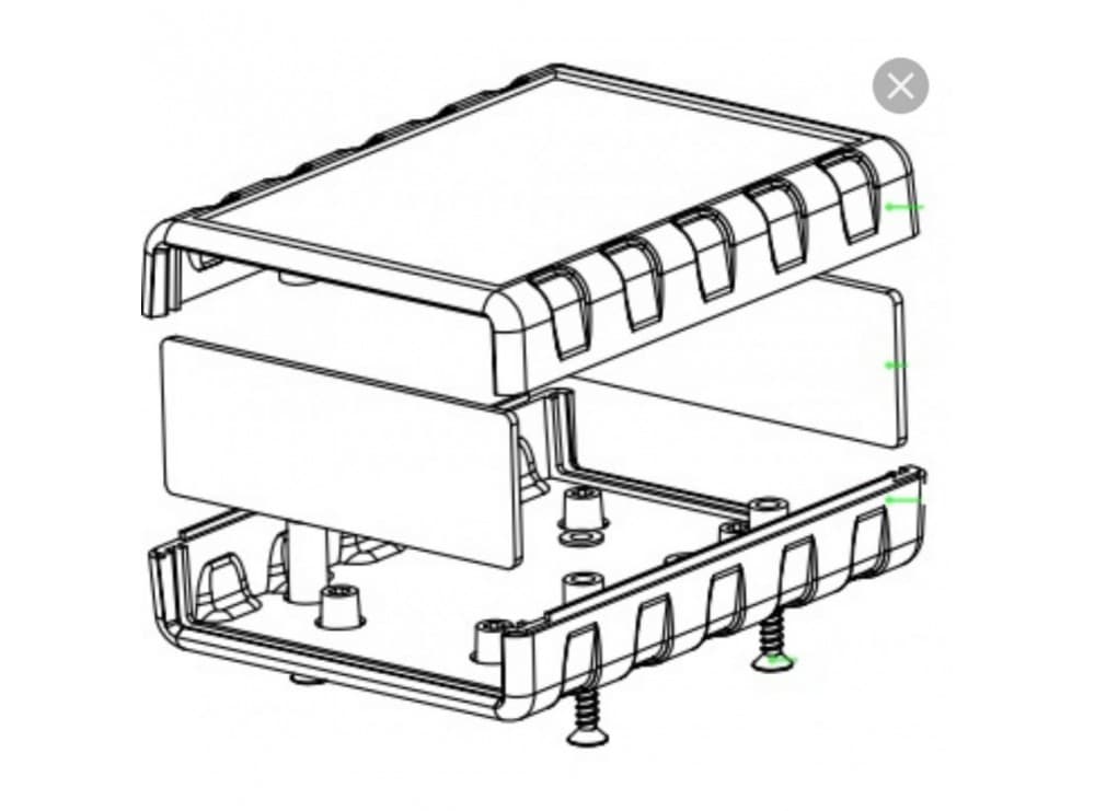 جعبه برد پلاستیکی چهار تکه مشکی مدل BMD سایز 134x90x45 میلی‌متر – محفظه پروژه با درب باتری جداگانه — تصویر ۳