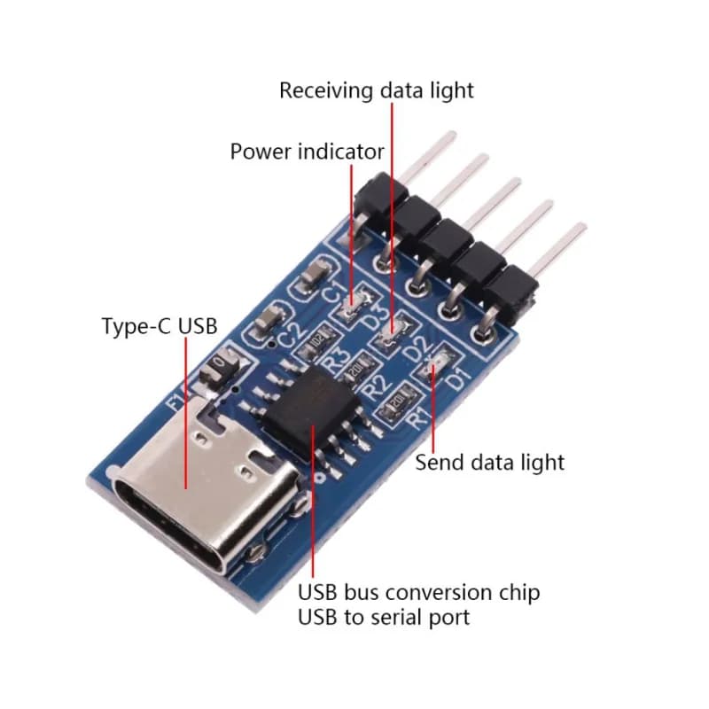 ماژول مبدل USB Type-C به TTL با تراشه CH340N — تصویر ۱۲