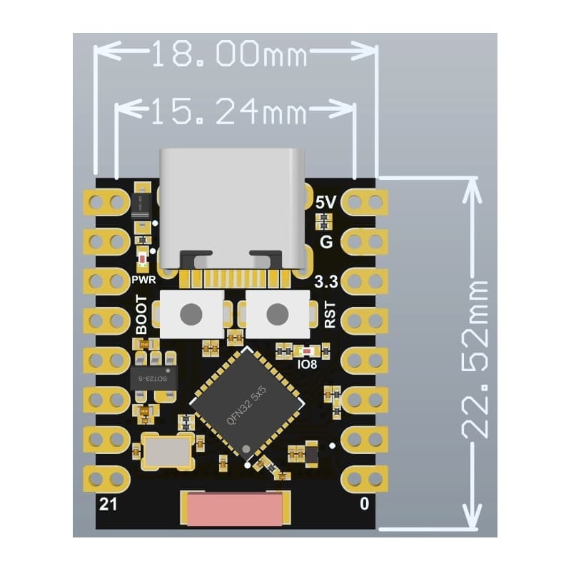 برد توسعه ESP32-C3 Super Mini دارای WiFi و بلوتوث — تصویر ۵