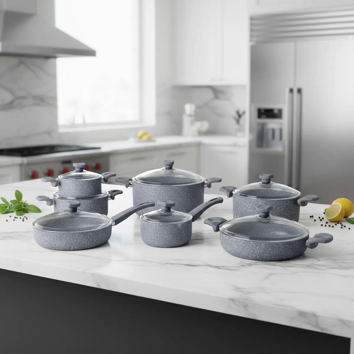 سرویس قابلمه 14 پارچه گرانیت طوسی یورک ریوالد 6501114-0114 — تصویر ۲