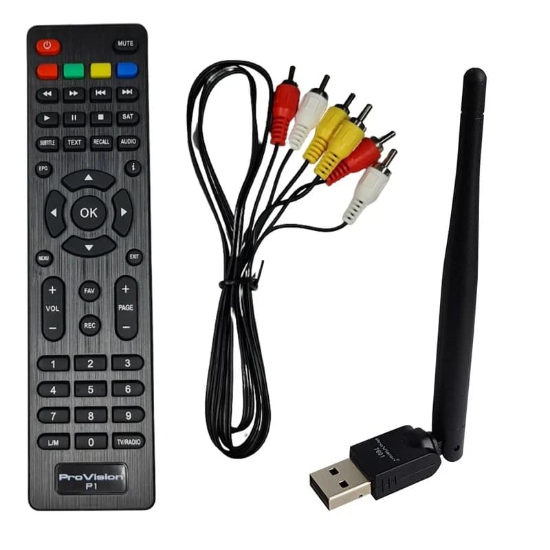 گیرنده دیجیتال پروویژن ProVision PRO20‑PLUS + آنتن رومیزی + دانگل Wi‑Fi — تصویر ۴