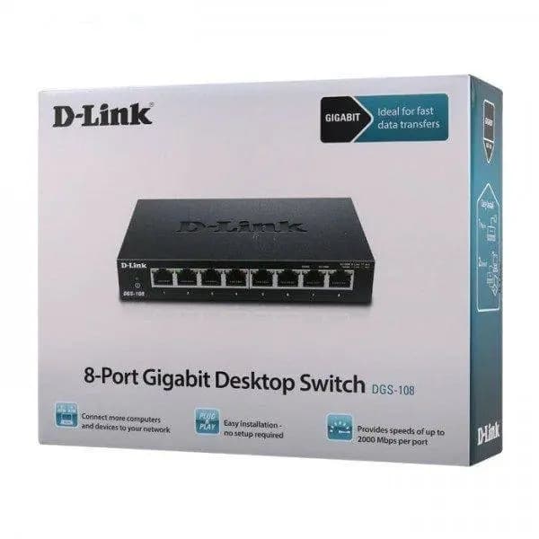 سوییچ 8 پورت گیگابیتی دسکتاپ دی لینک مدل DGS-108 — تصویر ۳