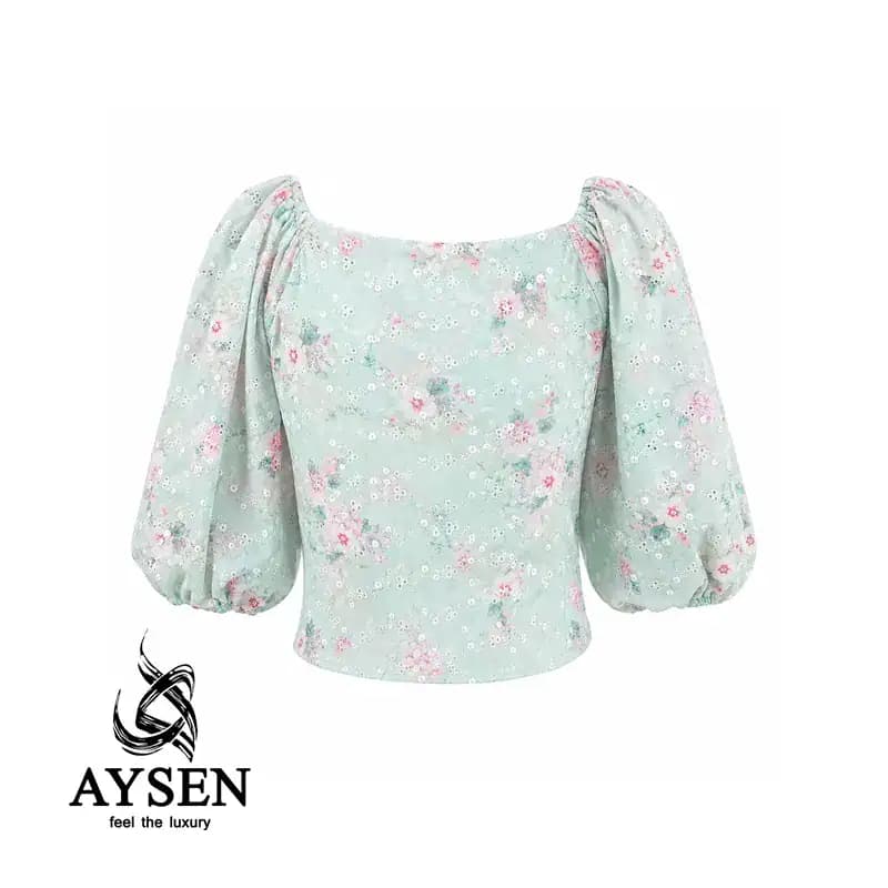 Embroidered paperback 3 Aysen شومیز کراپ وارداتی - فری سایز کد 301635