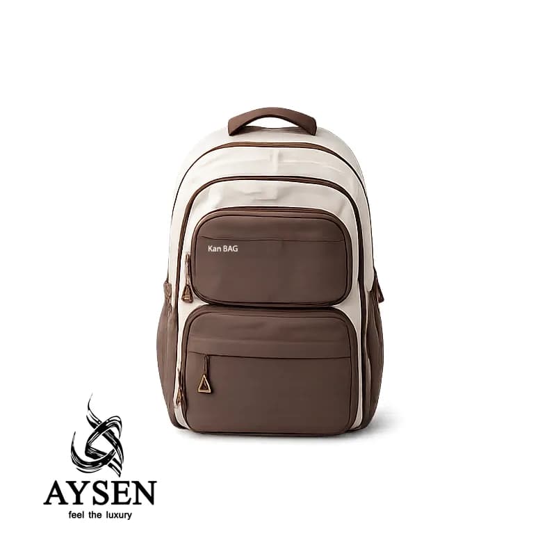 کوله پشتی دخترانه و پسرانه وارداتی قهوه ای کد 100121 kamrad School Backpack Cream