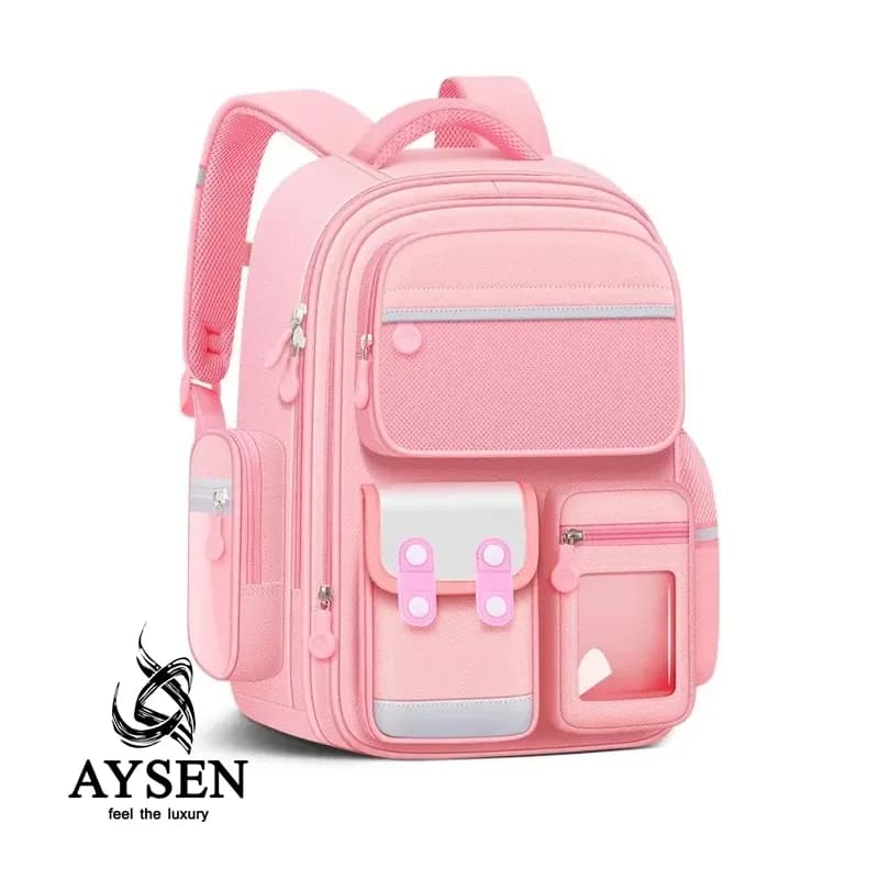 کوله پشتی مدرسه پسرانه و دخترانه وارداتی رنگ گلبهی کد 100119 School Backpack