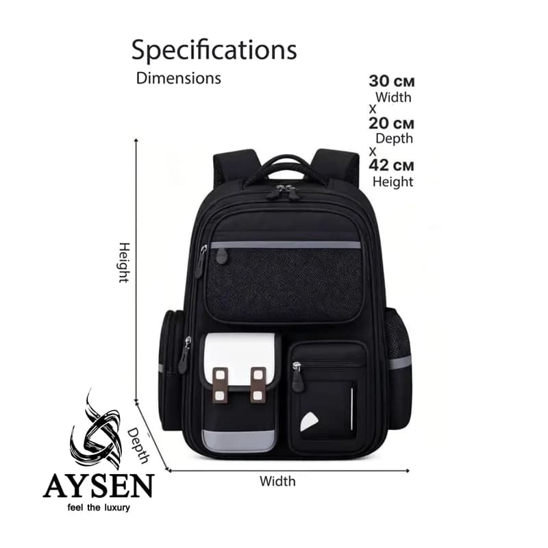 کوله پشتی مدرسه پسرانه و دخترانه وارداتی رنگ مشکی کد 100119 School Backpack