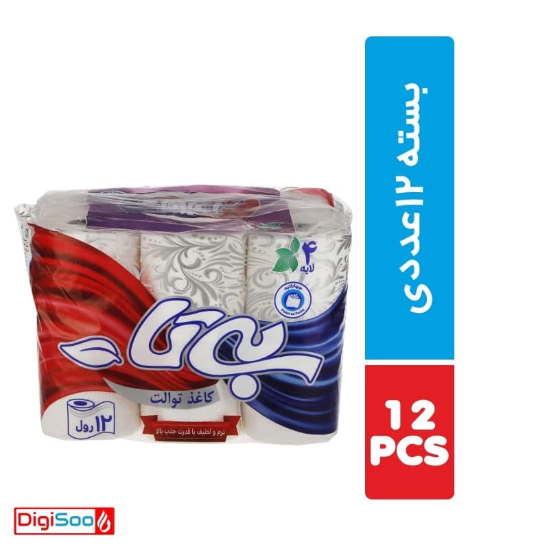 دستمال توالت بی‌تا اقتصادی 4 لایه بسته 12عددی — تصویر ۳