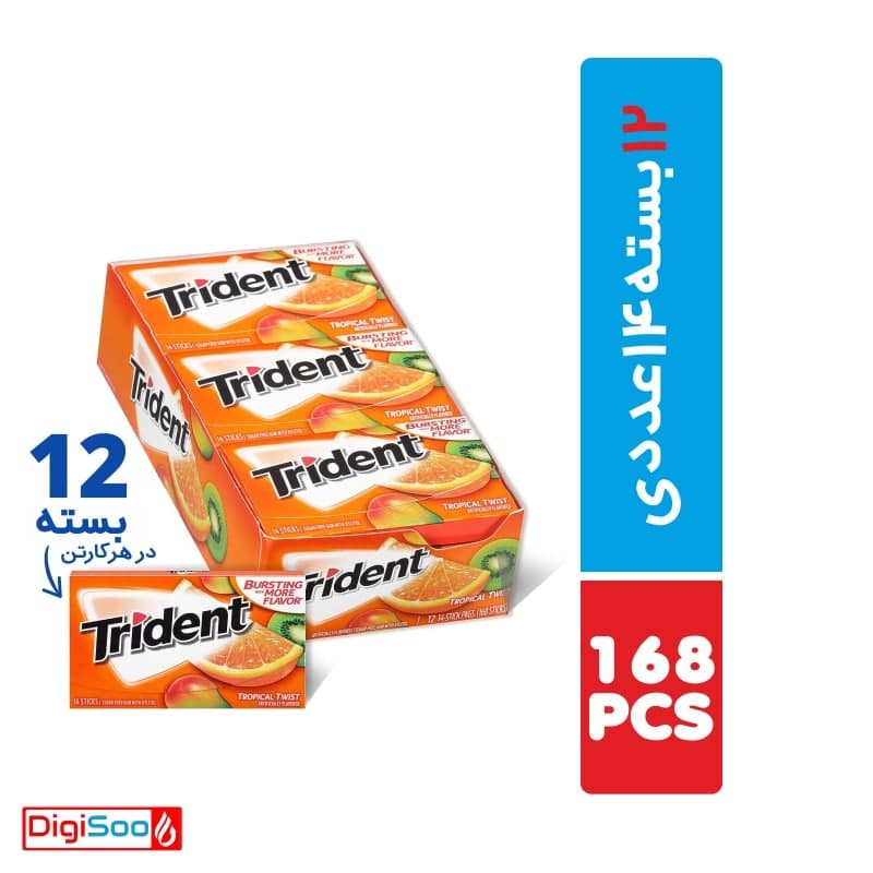 آدامس استوایی تریدنت اصل بدون شکر 12 بسته 14 عددی