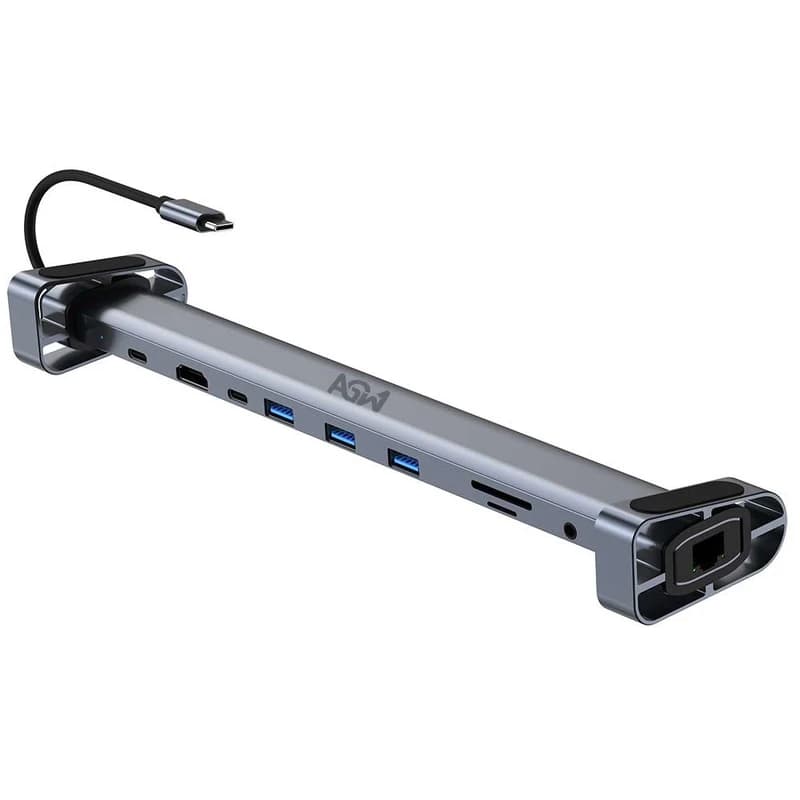 هاب 10 پورت USB-C برند AGW مدل 2212 به همراه Stand لپ تاپ