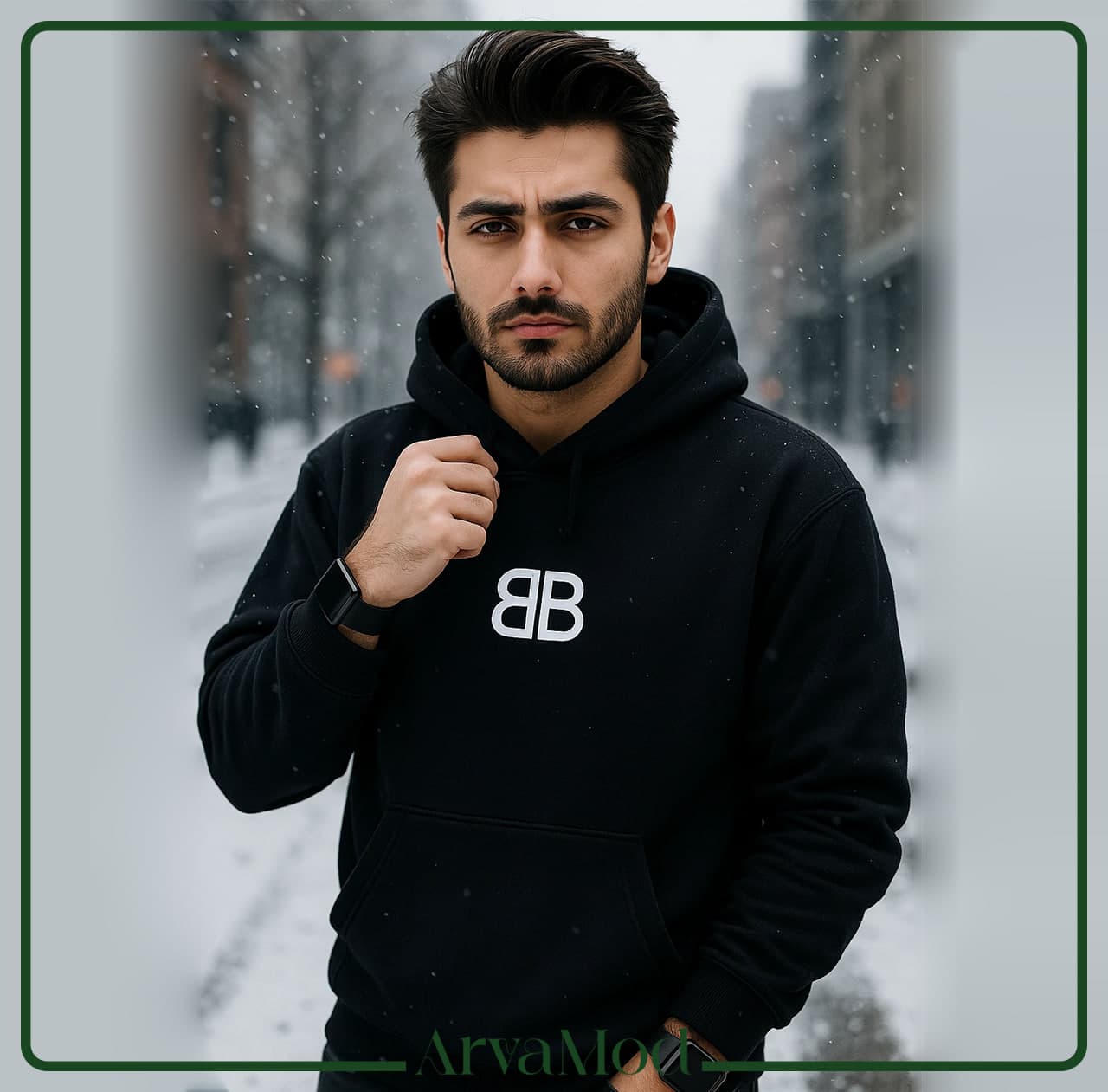 هودی مشکی سه نخ طرح Balenciaga — تصویر ۳