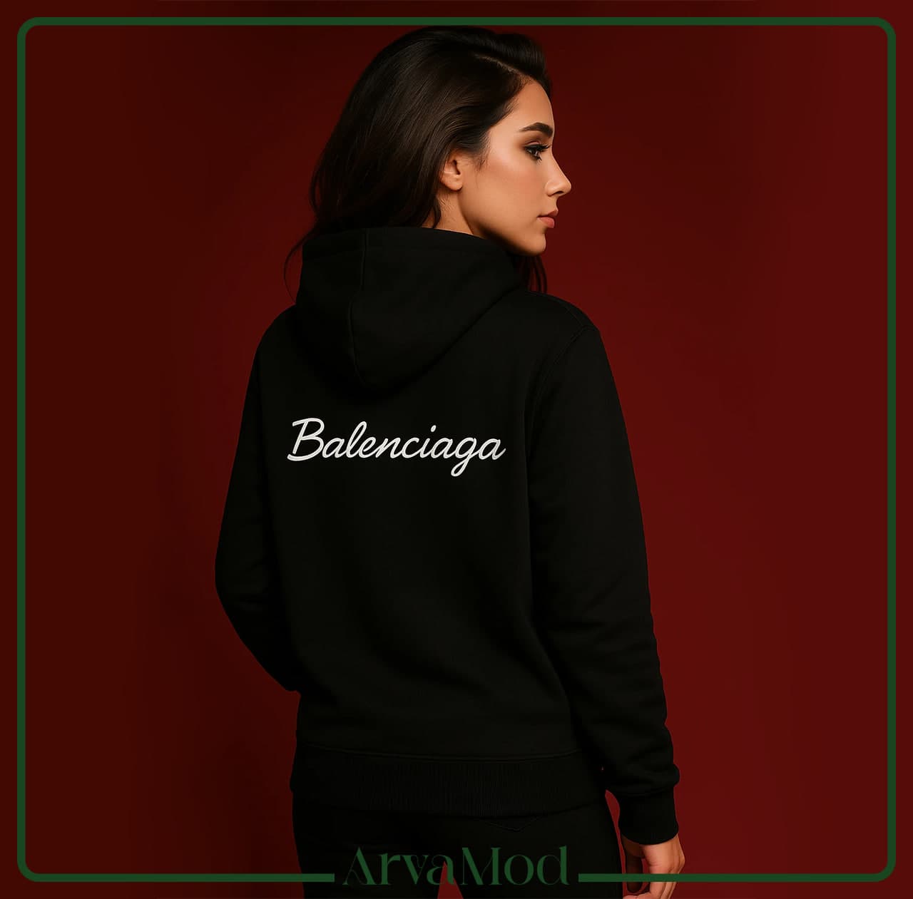 هودی مشکی سه نخ طرح Balenciaga — تصویر ۵