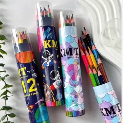 مداد رنگی 12 رنگ لوله ای کی ام تی