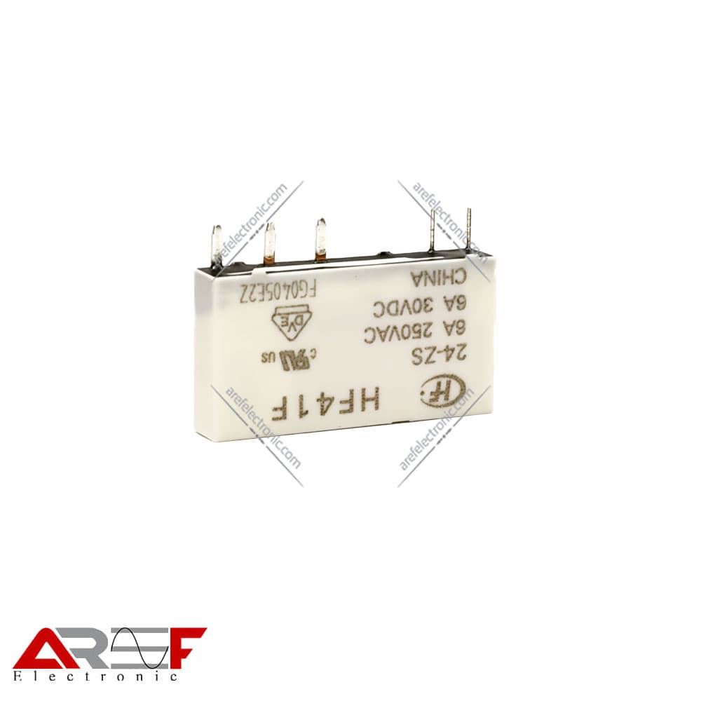 رله PLC هونگفا مدل HONGFA_HF41F دارای 24 ولت 1 کنتاکت 6 آمپر 5 پین