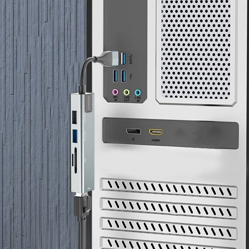 هاب 5 پورت USB3.0 ارلدام مدل HUB24 اتصال با کابل 12 سانتی USB و تایپ سی — تصویر ۶