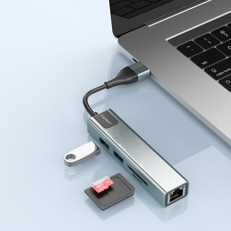 هاب 5 پورت USB3.0 ارلدام مدل HUB24 اتصال با کابل 12 سانتی USB و تایپ سی — تصویر ۴