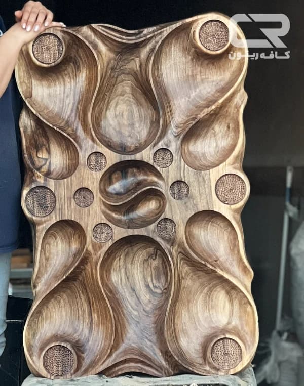 سینی مزه طرح اطلس با چوب گردو — تصویر ۳