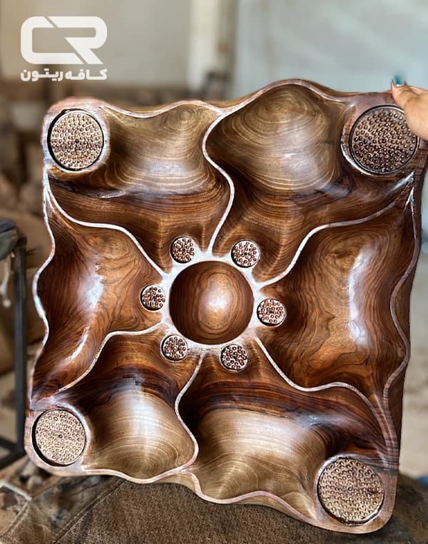 سینی مزه طرح تلار با چوب گردو — تصویر ۴