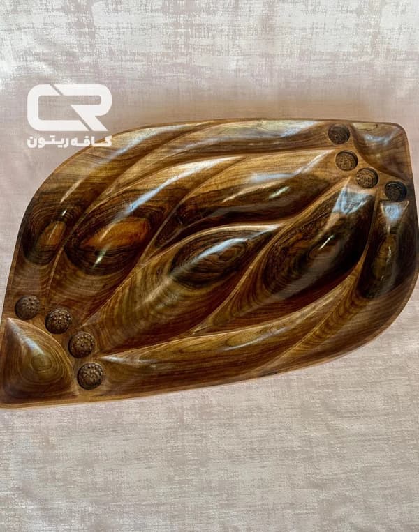 سینی مزه طرح طاووس با چوب گردو