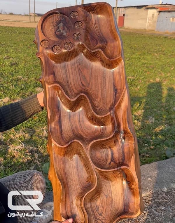سینی مزه طرح جیران با چوب گردو — تصویر ۴