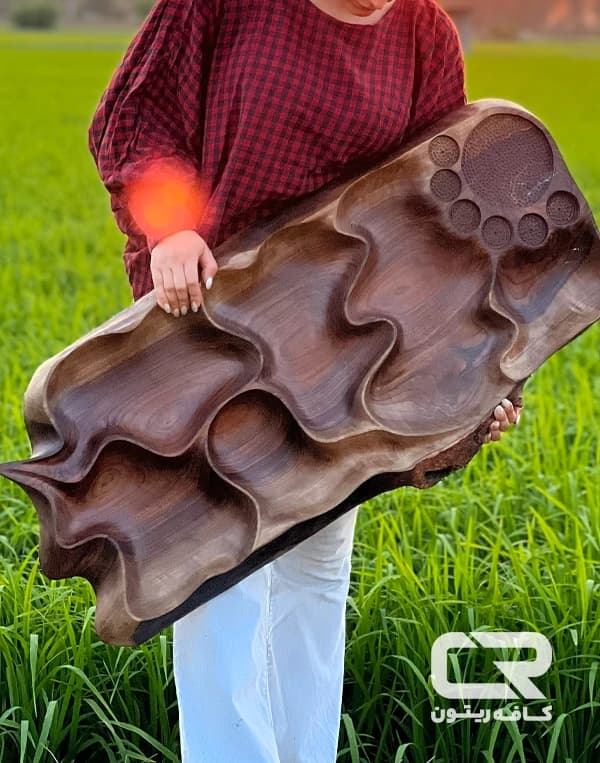 سینی مزه طرح جیران با چوب گردو — تصویر ۲