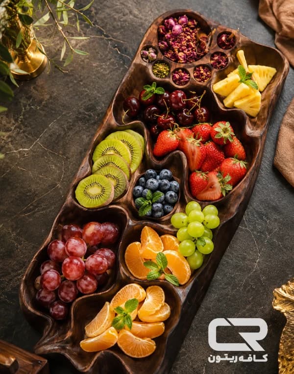 سینی مزه طرح جیران با چوب گردو — تصویر ۳